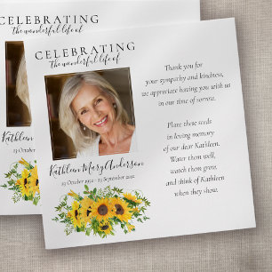 Sunflowers Seed Packet Memorial Funeral  Envelope