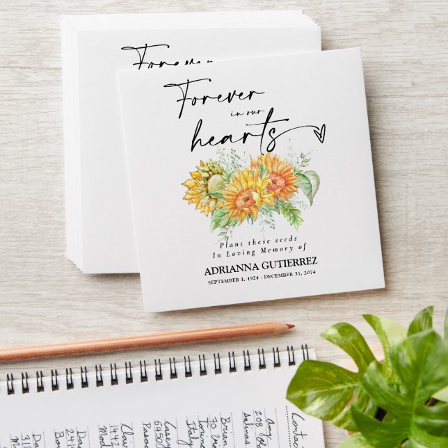 Sunflowers Seed Packet Memorial Funeral Envelope (Stacked)