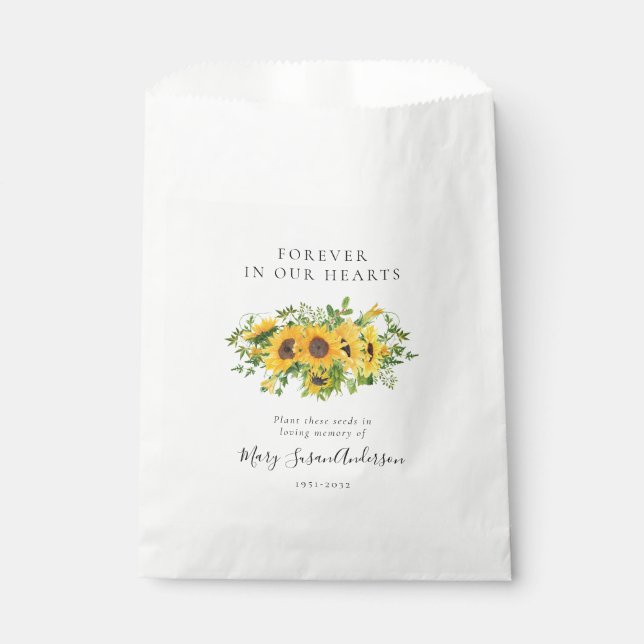 Sunflowers Seed Packet Memorial Funeral Favor Bag (Front)