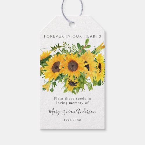 Sunflowers Seed Packet Memorial Funeral Favor Tag