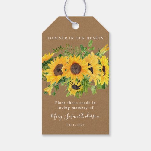 Sunflowers Seed Packet Memorial Funeral Favor Tag