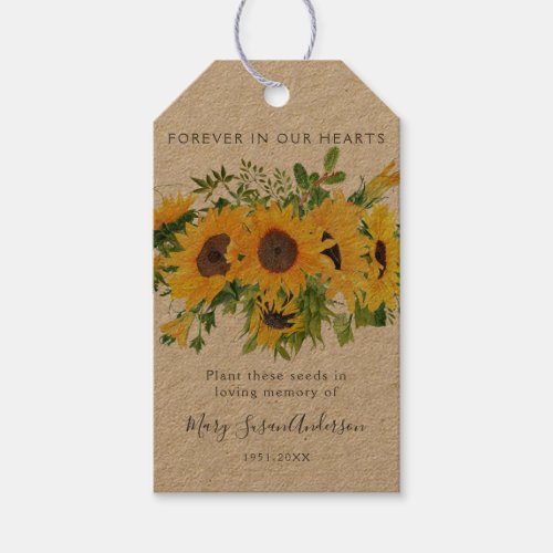 Sunflowers Seed Packet Memorial Funeral Favor Tag