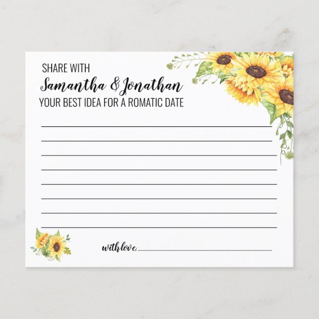 Sunflowers Share Date Idea Bridal Shower Card Flyer (Front)