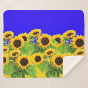 Sunflowers Sherpa Blanket Ukrainian Flag Colors