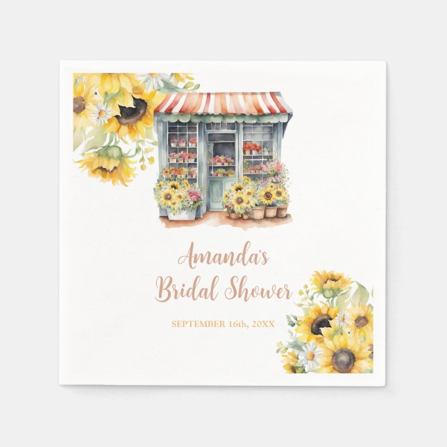 Sunflowers She's Off The Market Bridal Shower Napkins (Front)