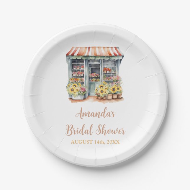 Sunflowers She's Off The Market Bridal Shower Paper Plates (Front)