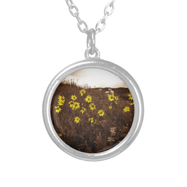 Sunflowers Silver Plated Necklace (Front)