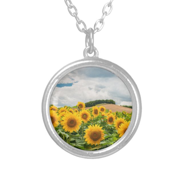 Sunflowers Silver Plated Necklace (Front)