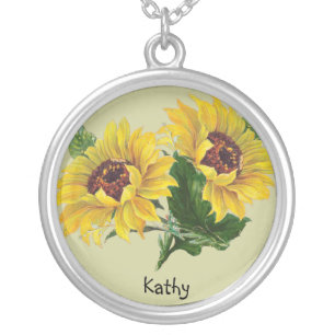 Sunflowers Silver Plated Necklace
