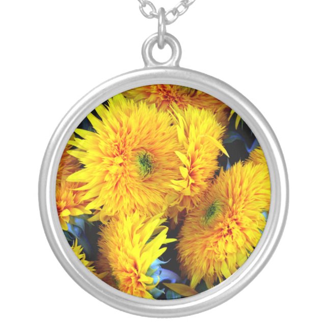 Sunflowers Silver Plated Necklace (Front)