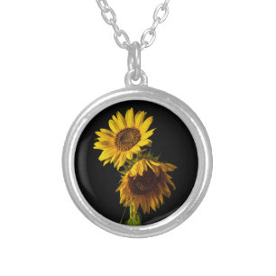 Sunflowers silver plated necklace