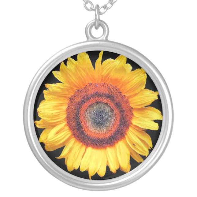 SUNFLOWERS SILVER PLATED NECKLACE (Front)