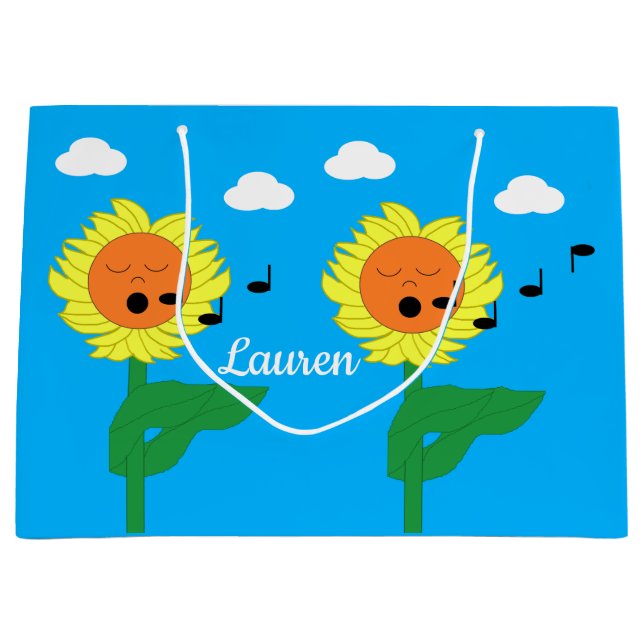 Sunflowers Singing Large Gift Bag (Front)