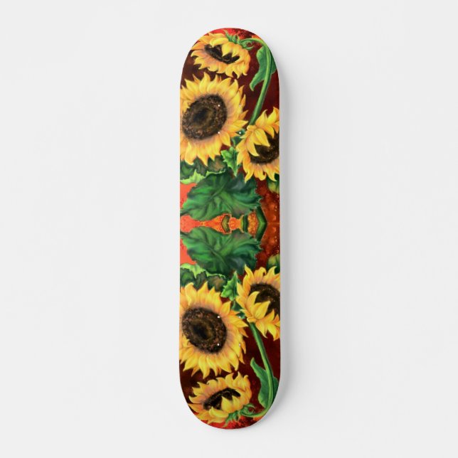 Sunflowers Skateboard Painted (Front)