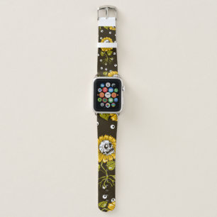 sunflowers skulls seamless pattern apple watch band