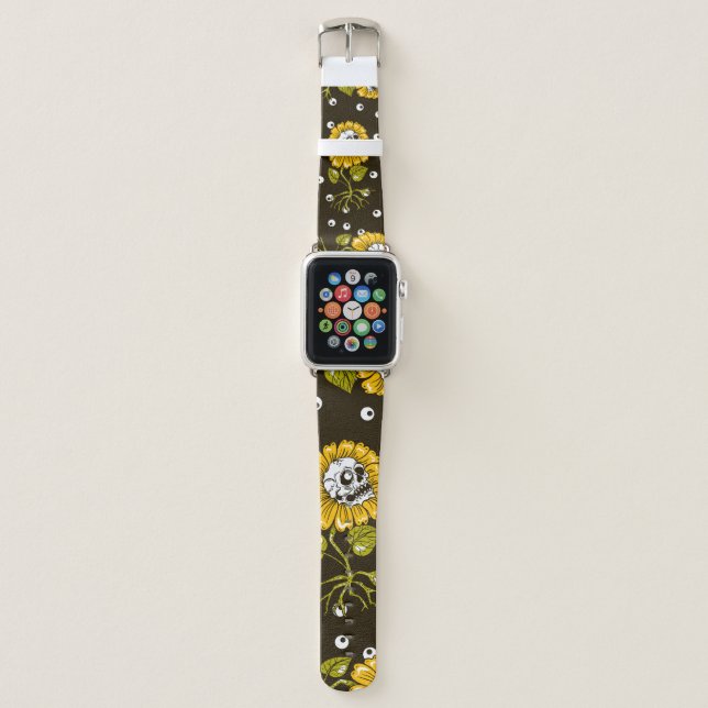 sunflowers skulls seamless pattern apple watch band (Front)