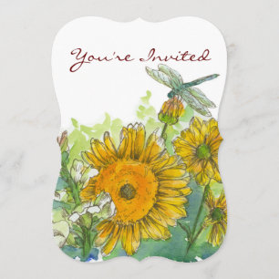 Sunflowers Snapdragons Flowers 60th Birthday Party Invitation