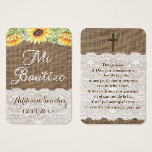 Sunflowers Spanish Baptism Tags / Recuerdo Bautizo