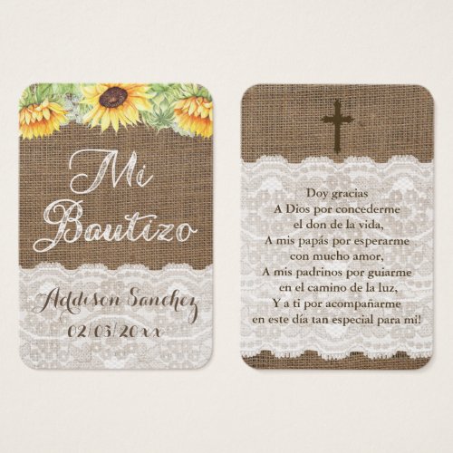 Sunflowers Spanish Baptism Tags  Recuerdo Bautizo
