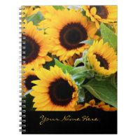 Sunflowers Spiral Notebook with Customizable Text