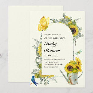 Sunflowers spring baby shower invitation