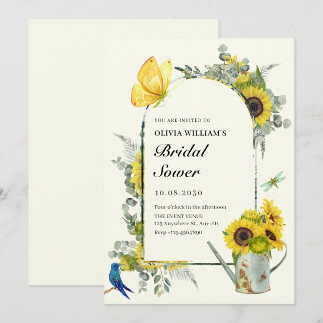 Sunflowers spring bridal shower invitation (Front/Back)