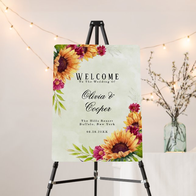 Sunflowers Spring Pink Floral Wedding  Foam Board (In Situ (Stand))