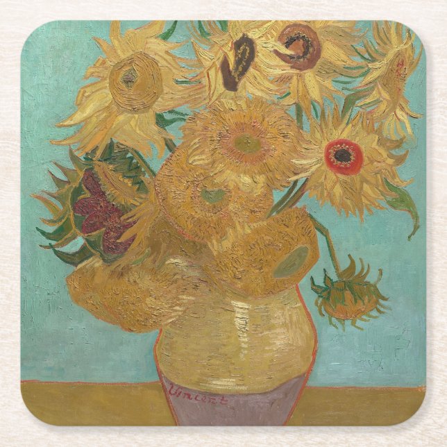 Sunflowers Square Paper Coaster (Front)
