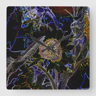 SUNFLOWERS SQUARE WALL CLOCK