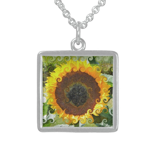 SUNFLOWERS STERLING SILVER NECKLACE (Front)