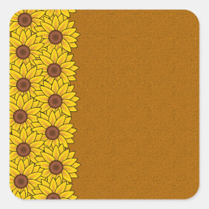 Sunflowers stickers, customize square sticker