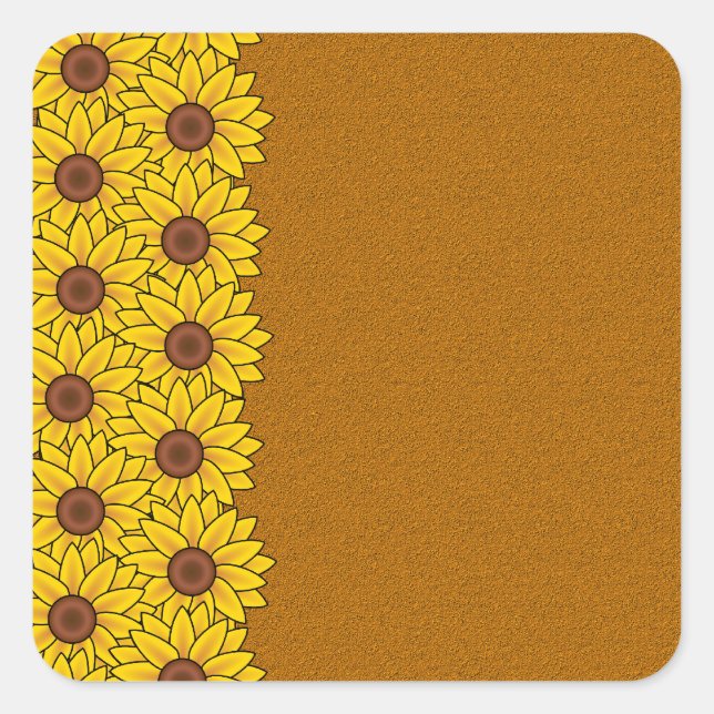Sunflowers stickers, customize square sticker (Front)