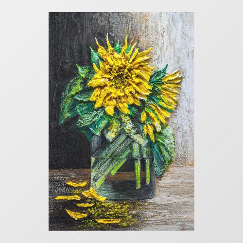 Sunflowers Still Life Acrylic Painting  Window Cling