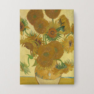 Sunflowers, Still Life Oil Painting, Van Gogh Button
