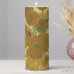 Sunflowers, Still Life Oil Painting, Van Gogh Pillar Candle