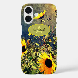 Sunflowers Stormy Clouds Custom Monogram Name Case