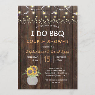 Sunflowers String Lights I DO BBQ Couple Shower Invitation