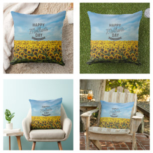 Sunflowers Stylish Elegant Best Mom Ever Floral Throw Pillow