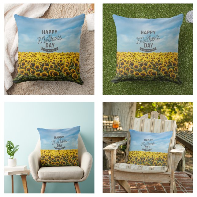 Sunflowers Stylish Elegant Best Mom Ever Floral Throw Pillow (Sunflowers Stylish Elegant Best Mom Ever Floral pillows)