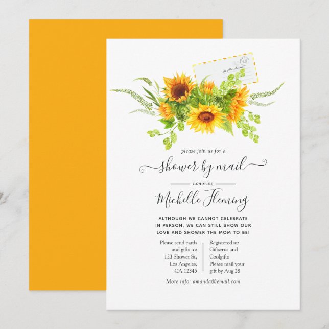Sunflowers Summer Baby Shower by Mail Invitation (Front/Back)