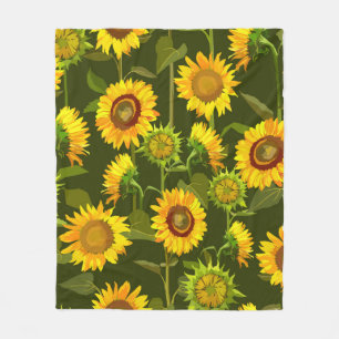 Sunflowers summer seamless pattern fleece blanket