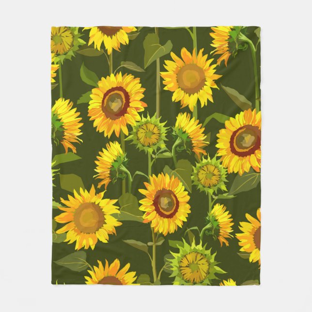 Sunflowers summer seamless pattern fleece blanket (Front)