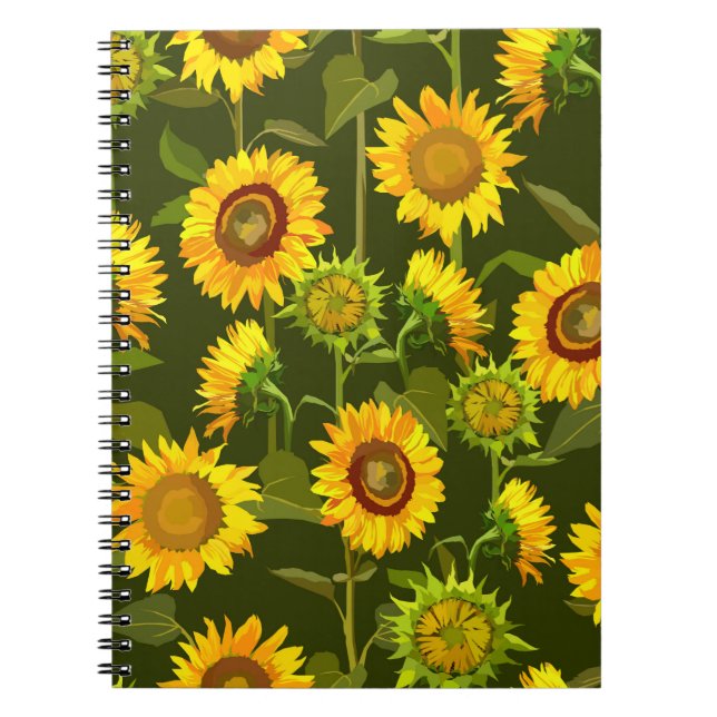 Sunflowers summer seamless pattern notebook (Front)