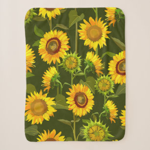 Sunflowers summer seamless pattern sherpa blanket