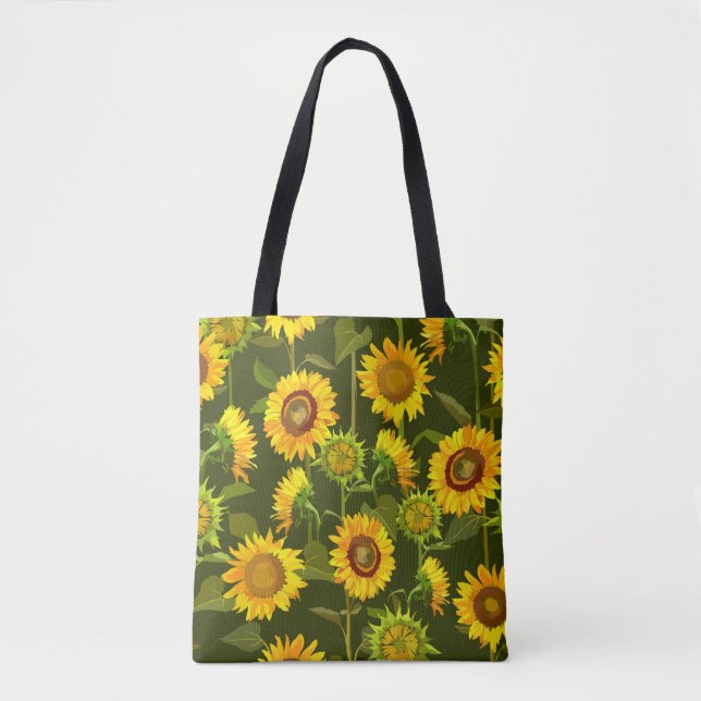 Sunflowers summer seamless pattern tote bag (Front)