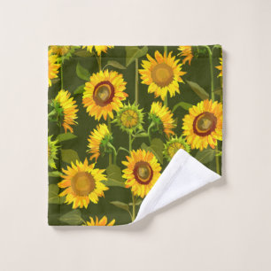 Sunflowers summer seamless pattern wash cloth