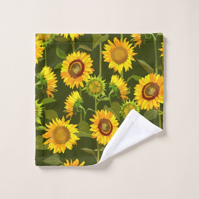 Sunflowers summer seamless pattern wash cloth (Wash Cloth)