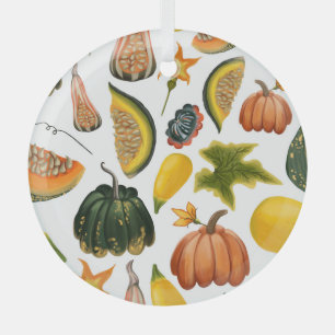 Sunflowers Summer: Vintage Watercolor Pattern Glass Ornament