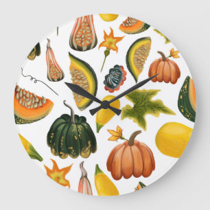 Sunflowers Summer: Vintage Watercolor Pattern Large Clock