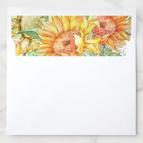 Sunflowers Summer Wedding Stationery A10  Envelope Liner